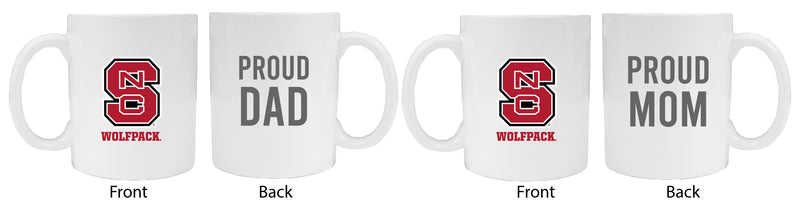NC State Wolfpack Proud Mom And Dad White Ceramic Coffee Mug 2 pack (White)