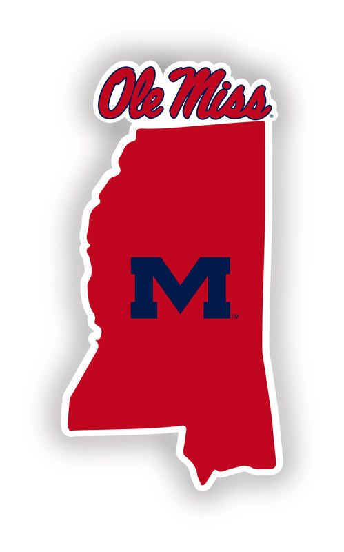 Mississippi Rebels "Ole Miss" 4-Inch State Shape NCAA Vinyl Decal Sticker for Fans, Students, and Alumni