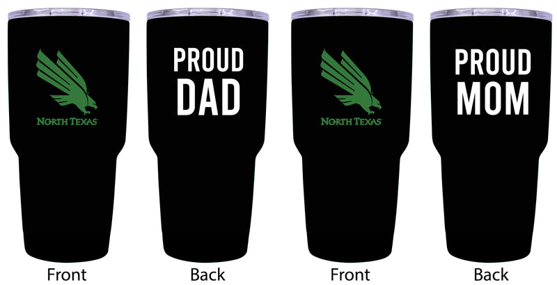 North Texas Proud Parent 24 oz Insulated Tumblers Set - Black, Mom & Dad Edition