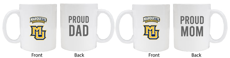 Marquette Golden Eagles Proud Mom And Dad White Ceramic Coffee Mug 2 pack (White)