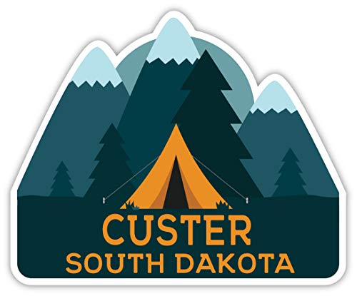 Custer South Dakota Souvenir 2-Inch Vinyl Decal Sticker Camping Tent Design