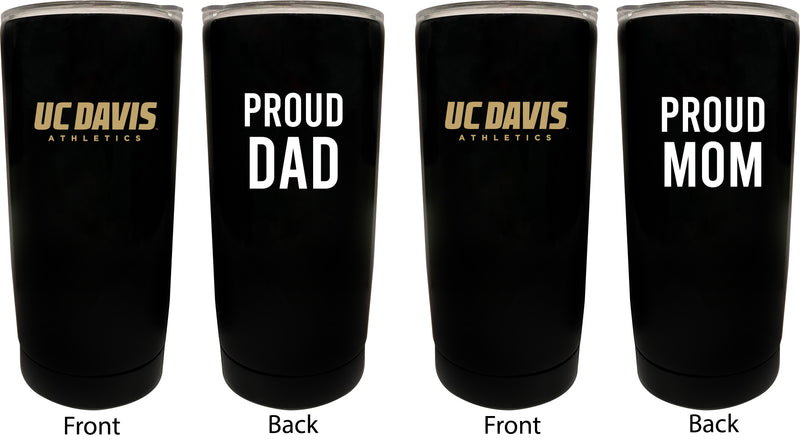 UC Davis Aggies NCAA Insulated Tumbler - 16oz Stainless Steel Travel Mug Proud Mom and Dad Design Black