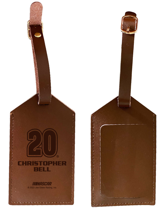 Nascar #20 Christopher Bell Leather Luggage Tag Engraved