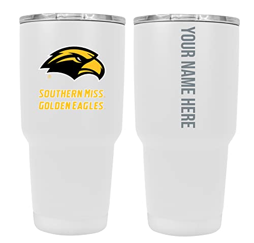 Custom Southern Mississippi Golden Eagles White Insulated Tumbler - 24oz Engraved Stainless Steel Travel Mug