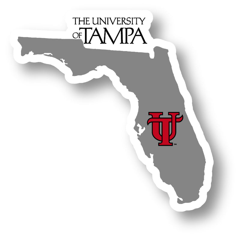 University of Tampa Spartans 4-Inch State Shape NCAA Vinyl Decal Sticker for Fans, Students, and Alumni