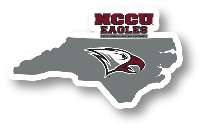 North Carolina Central Eagles 4-Inch State Shape NCAA Vinyl Decal Sticker for Fans, Students, and Alumni