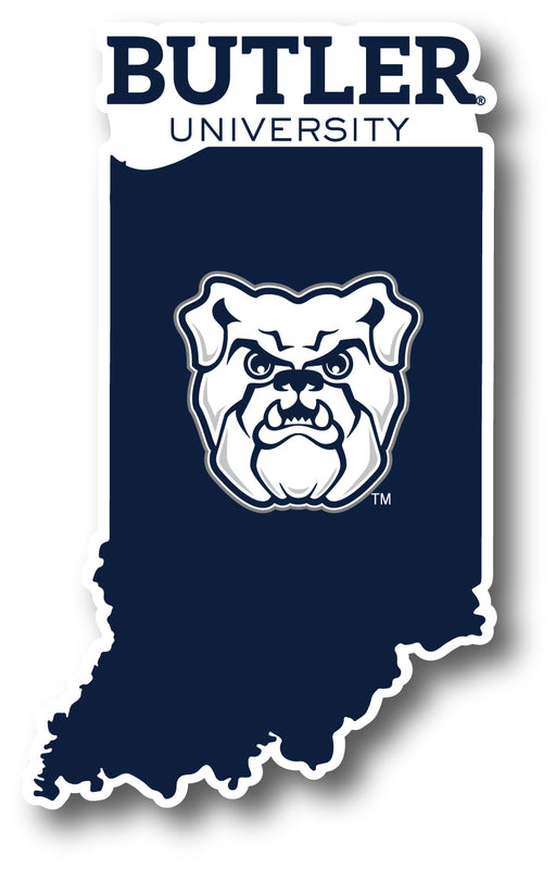 Butler Bulldogs 4-Inch State Shape NCAA Vinyl Decal Sticker for Fans, Students, and Alumni