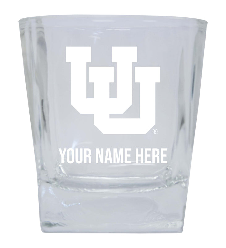 Utah Utes 2-Pack Personalized NCAA Spirit Elegance 10oz Etched Glass Tumbler