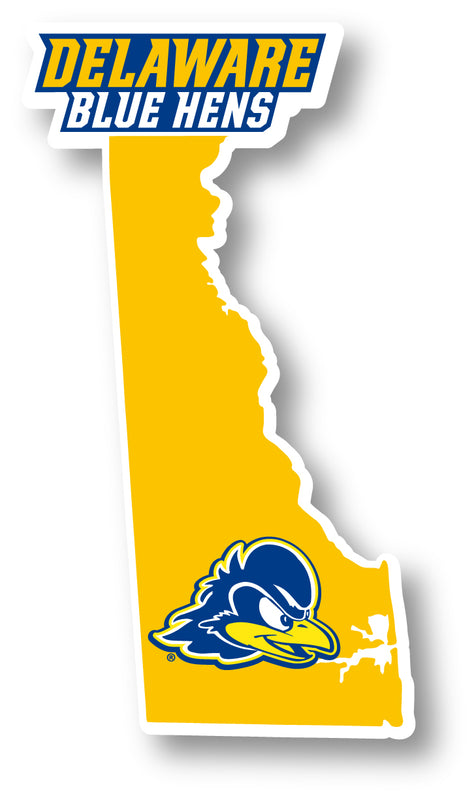 Delaware Blue Hens 4-Inch State Shape NCAA Vinyl Decal Sticker for Fans, Students, and Alumni