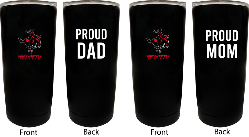 Northwestern Oklahoma State University NCAA Insulated Tumbler - 16oz Stainless Steel Travel Mug Proud Mom and Dad Design Black