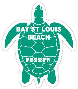 Bay St Louis Beach Mississippi 4 Inch Green Turtle Shape Decal Sticker
