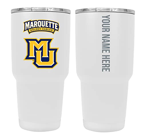 Custom Marquette Golden Eagles White Insulated Tumbler - 24oz Engraved Stainless Steel Travel Mug