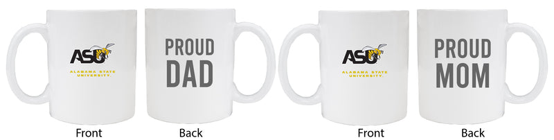 Alabama State University Proud Mom And Dad White Ceramic Coffee Mug 2 pack (White)