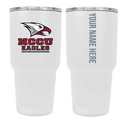 Custom North Carolina Central Eagles White Insulated Tumbler - 24oz Engraved Stainless Steel Travel Mug