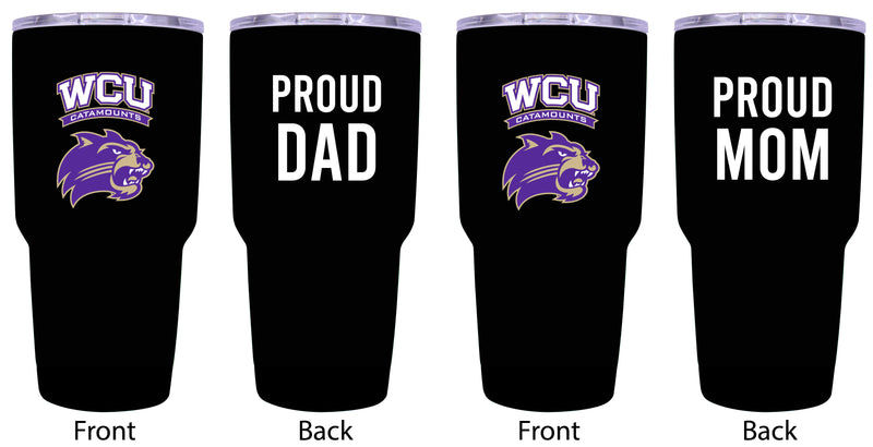 Western Carolina University Proud Parent 24 oz Insulated Tumblers Set - Black, Mom & Dad Edition