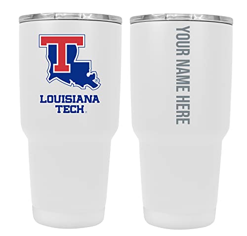 Custom Louisiana Tech Bulldogs White Insulated Tumbler - 24oz Engraved Stainless Steel Travel Mug