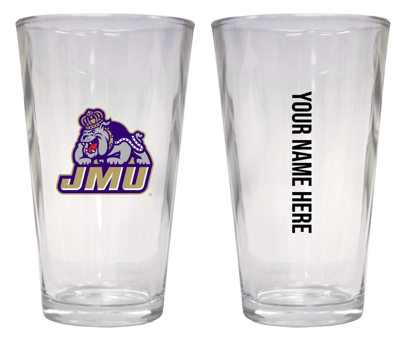 Customizable NCAA James Madison Dukes 16 oz Pint Glass – Perfect Gift Personalized With your own or any fan name