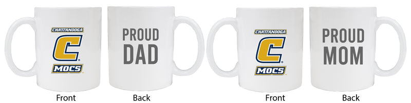 University of Tennessee at Chattanooga Proud Mom And Dad White Ceramic Coffee Mug 2 pack (White)