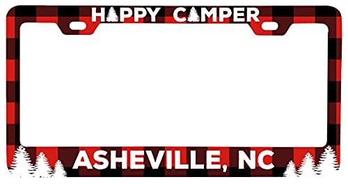Asheville North Carolina Car Metal License Plate Frame Plaid Design