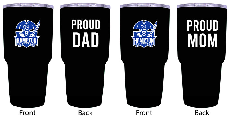 Hampton University Proud Parent 24 oz Insulated Tumblers Set - Black, Mom & Dad Edition