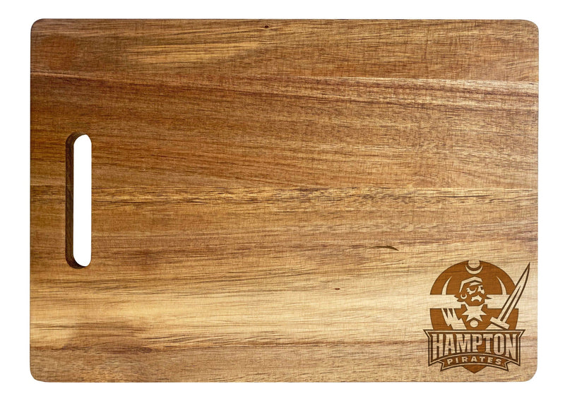 Hampton University Showcase Acacia Wood Cutting Board - Large Central Logo