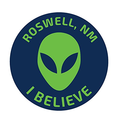 Roswell New Mexico UFO Alien I Believe Souvenir 4 Inch Round Decal Sticker