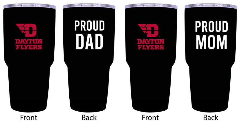 Dayton Flyers Proud Parent 24 oz Insulated Tumblers Set - Black, Mom & Dad Edition