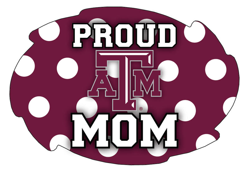 Texas A&M Aggies 5x6-Inch Swirl Shape Proud Mom NCAA - Durable School Spirit Vinyl Decal Perfect Gift for Mom