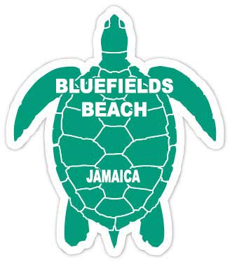 Bluefields Beach Jamaica 4 Inch Green Turtle Shape Decal Sticker