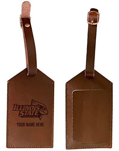 Illinois State Redbirds Premium Leather Luggage Tag - Laser-Engraved Custom Name Option