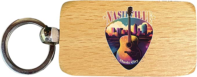 Nashville Tennessee Music City Souvenir 2.5x1-Inch Souvenir Wooden Keychain