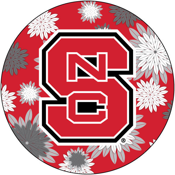 NC State Wolfpack Round 4-Inch NCAA Floral Love Vinyl Sticker - Blossoming School Spirit Decal