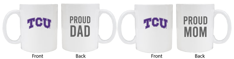 Texas Christian University Proud Mom And Dad White Ceramic Coffee Mug 2 pack (White)