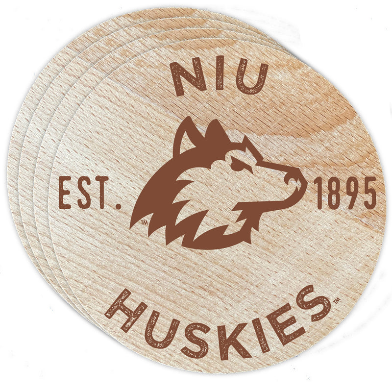Northern Illinois Huskies Officially Licensed Wood Coasters (4-Pack) - Laser Engraved, Never Fade Design