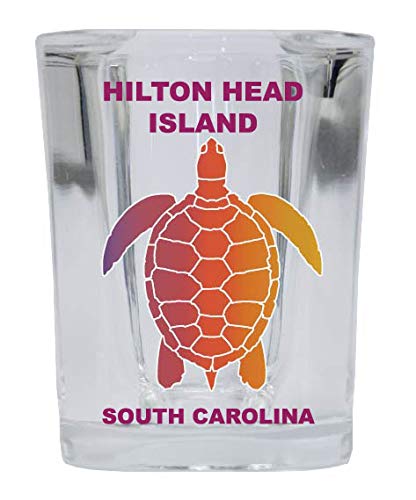 Hilton Head Island South Carolina Souvenir Square Shot Glass Rainbow Turtle Design 4-Pack