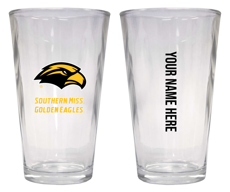 Customizable NCAA Southern Mississippi Golden Eagles 16 oz Pint Glass – Perfect Gift Personalized With your own or any fan name