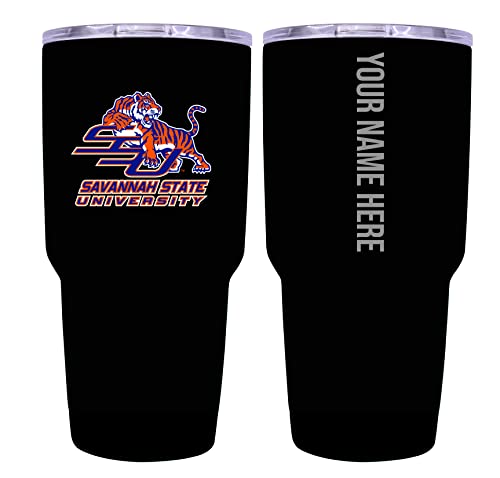 Custom Savannah State University Black Insulated Tumbler - 24oz Engraved Stainless Steel Travel Mug