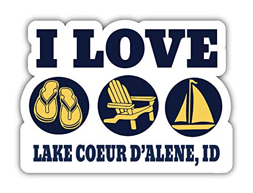 I Love Lake Coeur D'Alene Idaho Souvenir 4 Inch Vinyl Decal Sticker