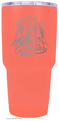 Custer South Dakota Souvenir Laser Engraved 24 oz Insulated Stainless Steel Tumbler Coral.