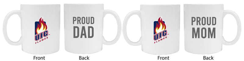 University of Illinois at Chicago Proud Mom And Dad White Ceramic Coffee Mug 2 pack (White)