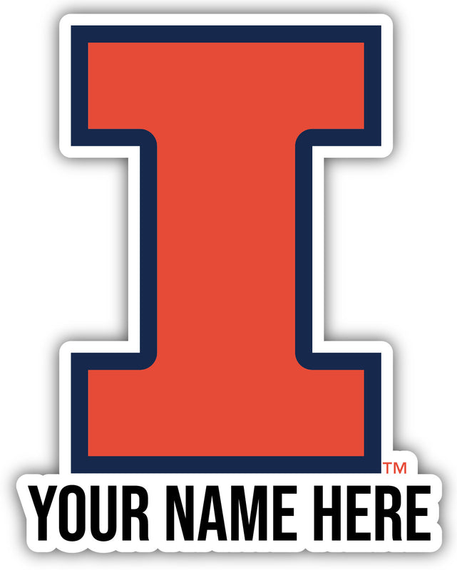Illinois Fighting Illini 9x14-Inch Mascot Logo NCAA Custom Name Vinyl Sticker - Personalize with Name