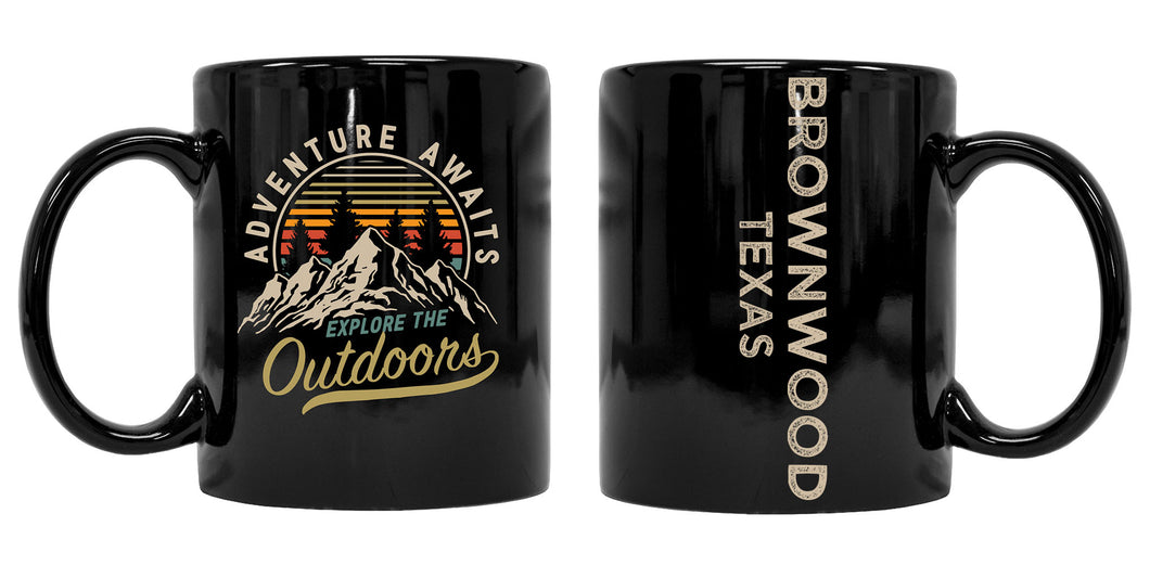 Brownwood Texas Souvenir Adventure Awaits 8 oz Coffee Mug 2-Pack