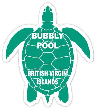 Bubbly Pool British Virgin Islands 4 Inch Green Turtle Shape Decal Sticker
