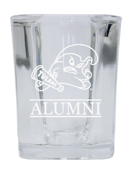 NCAA Tulane University Green Wave Alumni 2oz Laser Etched Square Shot Glass