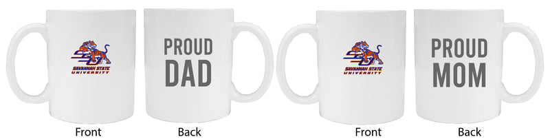 Savannah State University Proud Mom And Dad White Ceramic Coffee Mug 2 pack (White)