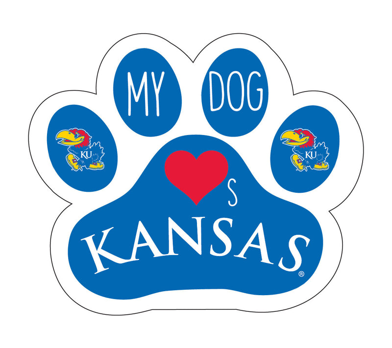 Kansas Jayhawks 4-Inch Dog Paw NCAA Vinyl Decal Sticker for Fans, Students, and Alumni