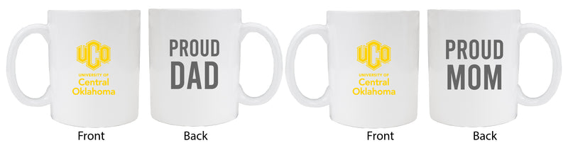 University of Central Oklahoma Bronchos Proud Mom And Dad White Ceramic Coffee Mug 2 pack (White)