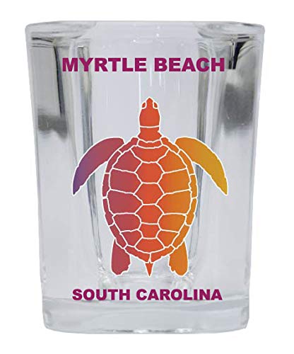 MYRTLE BEACH South Carolina Square Shot Glass Rainbow Turtle Design