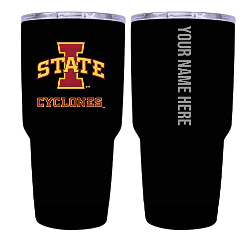 Custom Iowa State Cyclones Black Insulated Tumbler - 24oz Engraved Stainless Steel Travel Mug