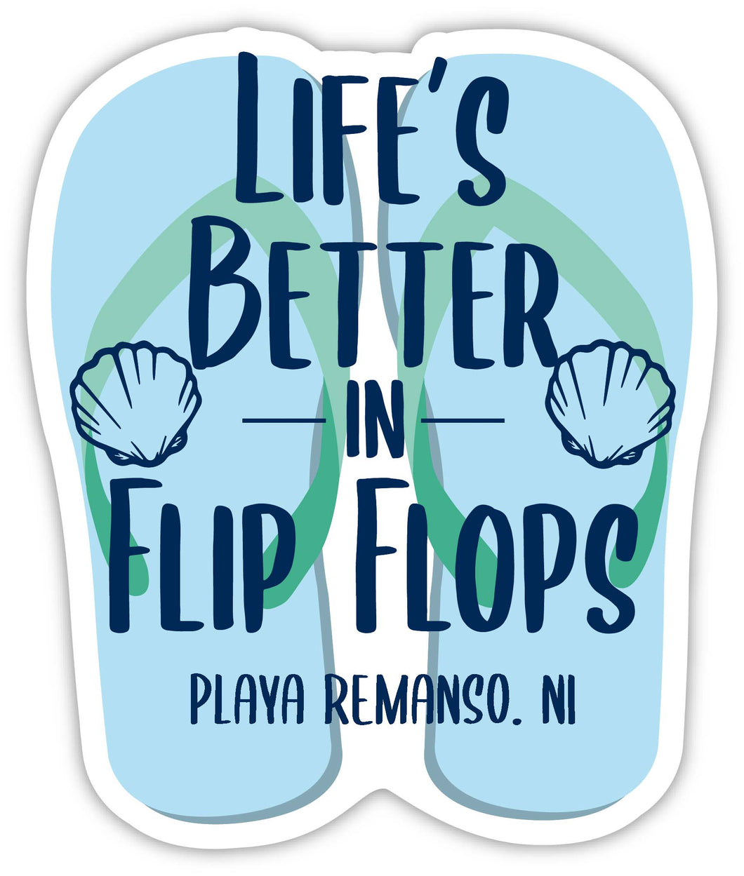 Playa Remanso Nicaragua Souvenir 4 Inch Vinyl Decal Sticker Flip Flop Design